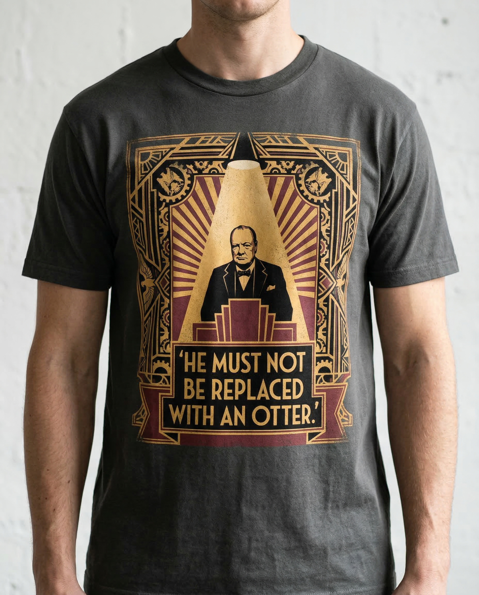 DECO PODIUM shirt shown on a male model