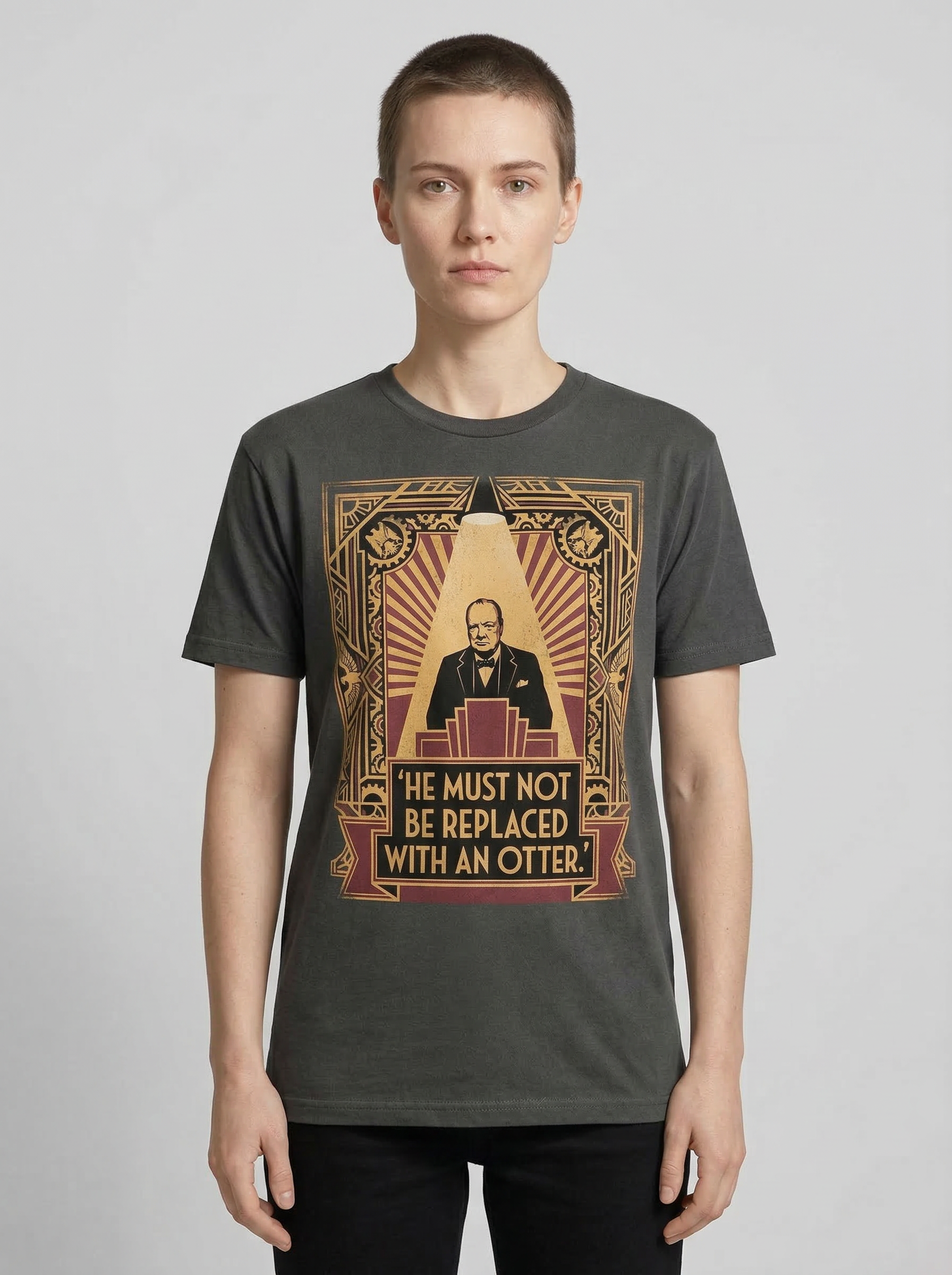 DECO PODIUM shirt shown on an androgynous model