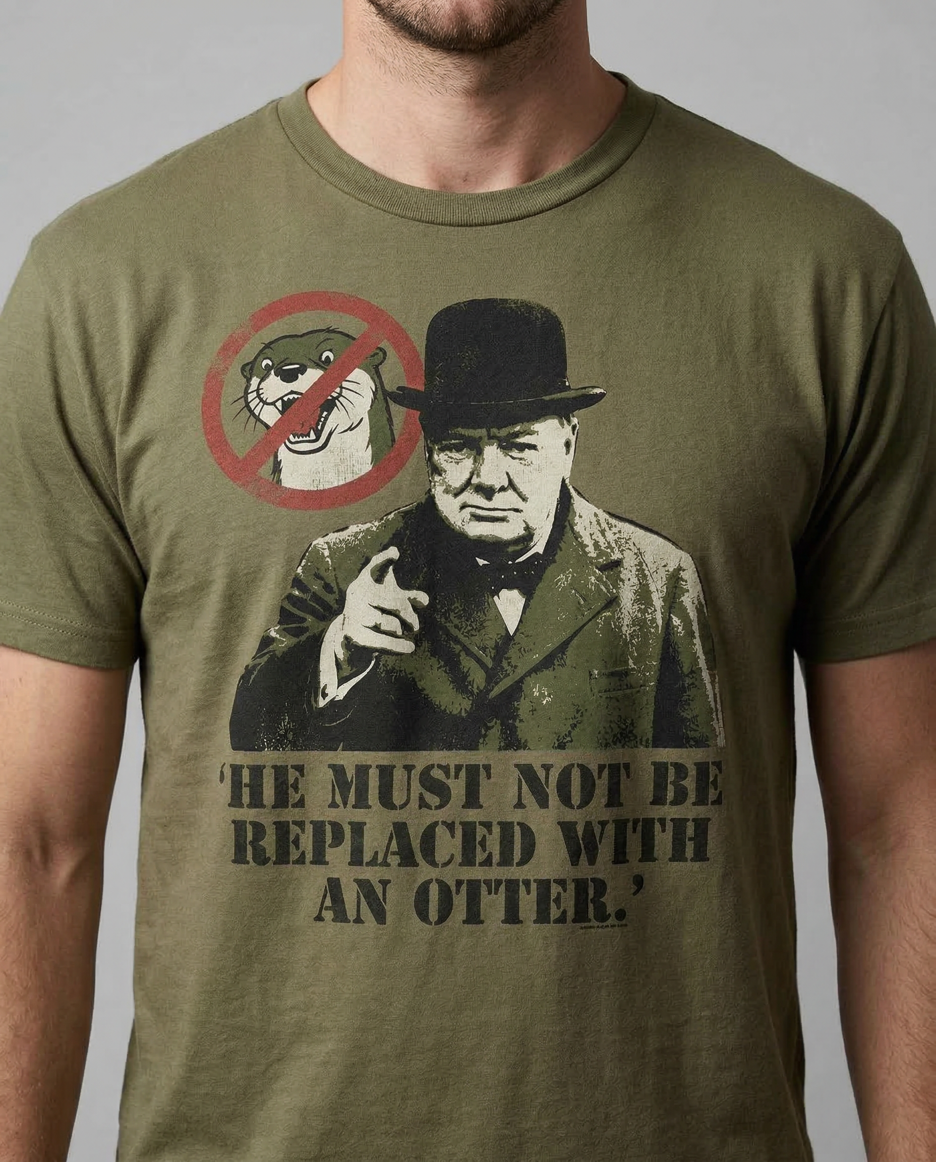 NO OTTER ORDER shirt shown on a male model