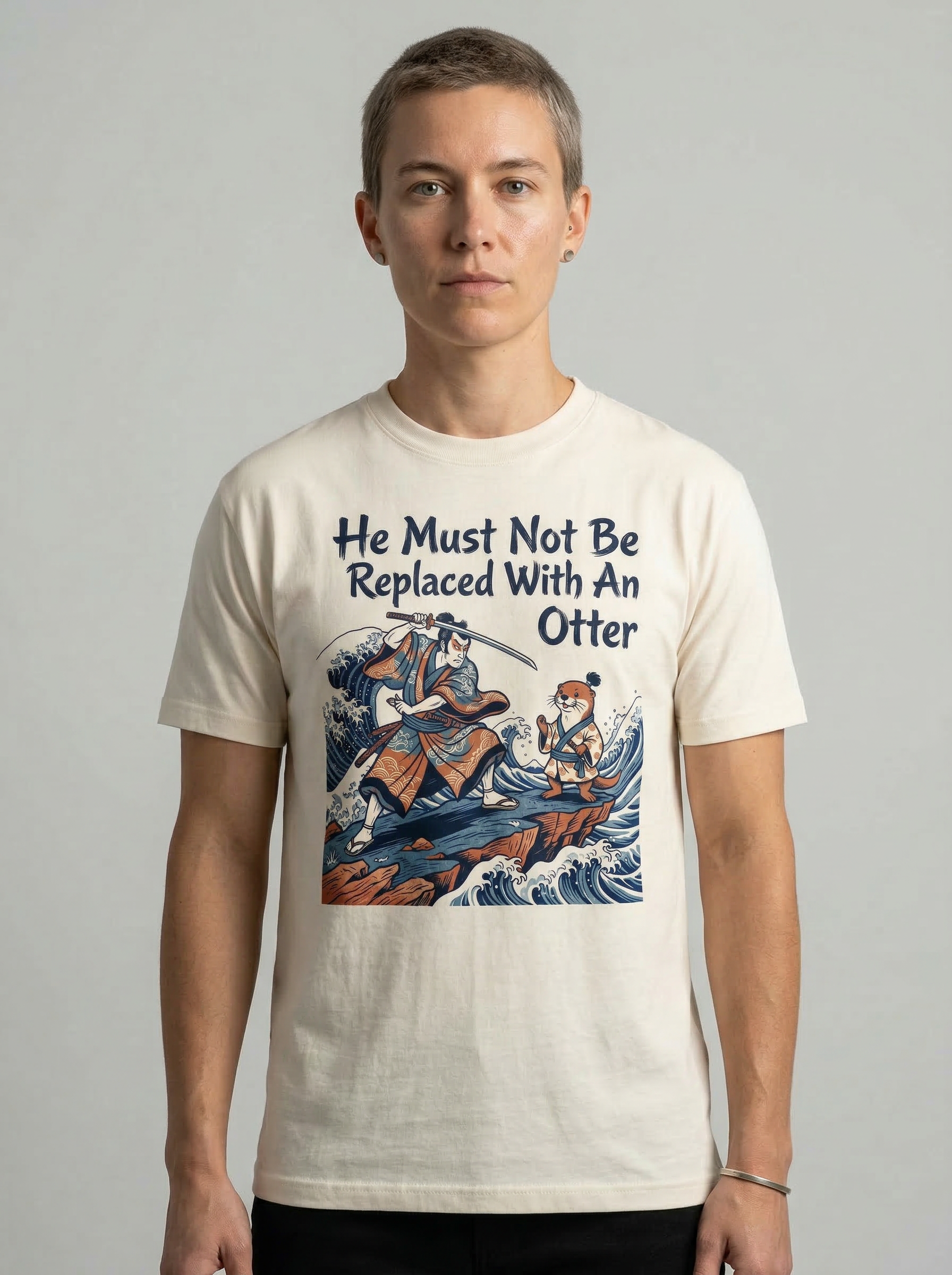 OTTER UKIYO STANDOFF shirt shown on an androgynous model